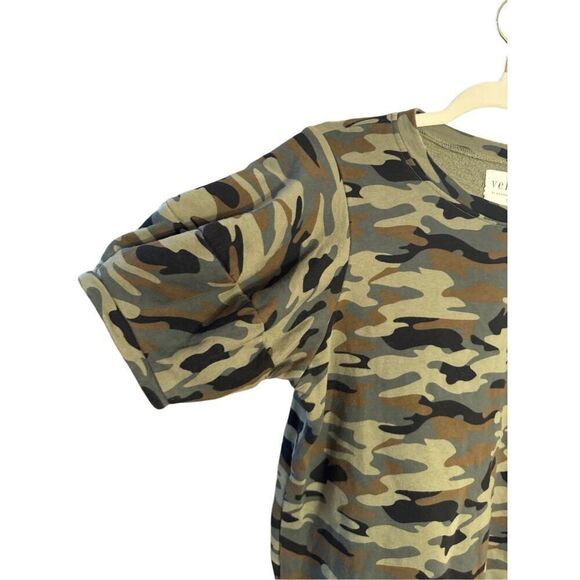 Velvet by Graham & Spencer for Anthropologie Camo Puff Sleeves Tee Shirt Sz M - Picture 6 of 9